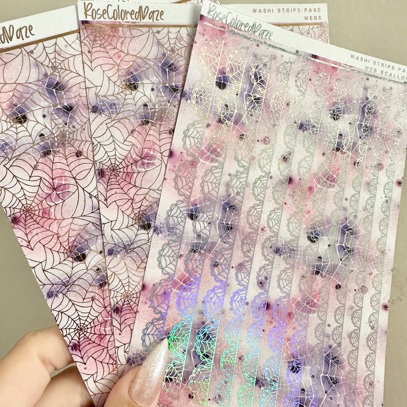 Washi Paper Stickers - Washi Strips - Scallop Webs