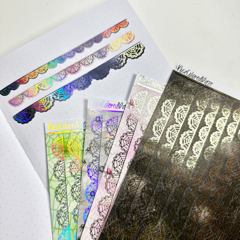 Washi Paper Stickers - Washi Strips - Scallop Webs