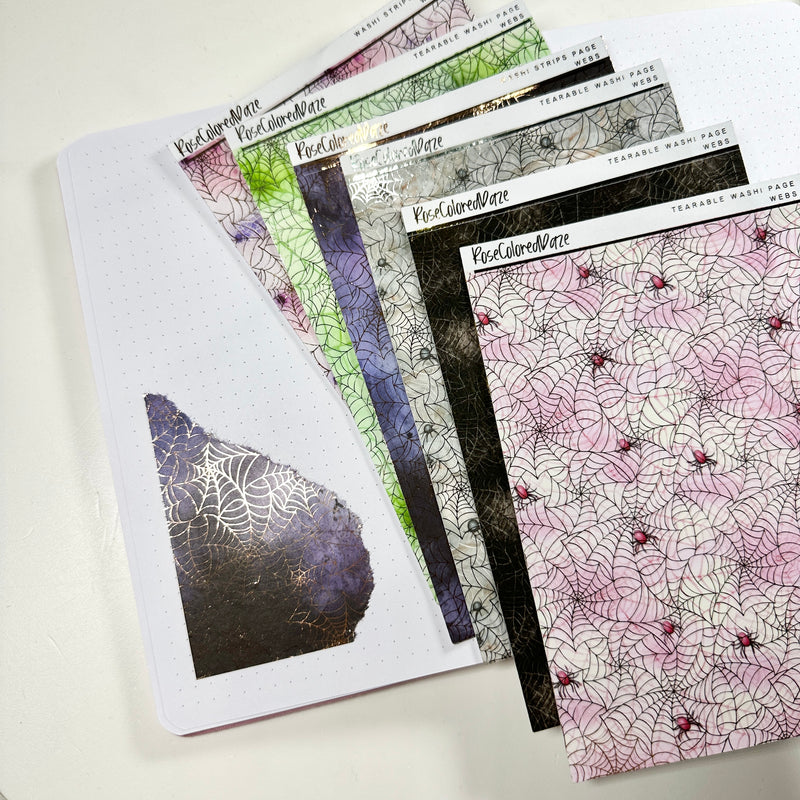 Washi Paper Stickers - Tearable Washi Page - Webs Collection