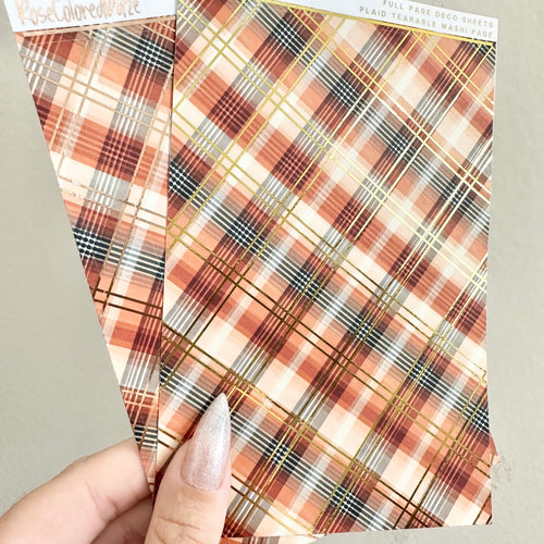 Washi Paper Stickers - Tearable Washi Page - Autumn Plaid Collection