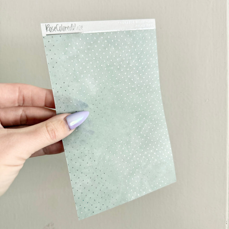 Washi Paper Stickers - Tearable Washi Page - Polka Dots - Soft Spring Pastels