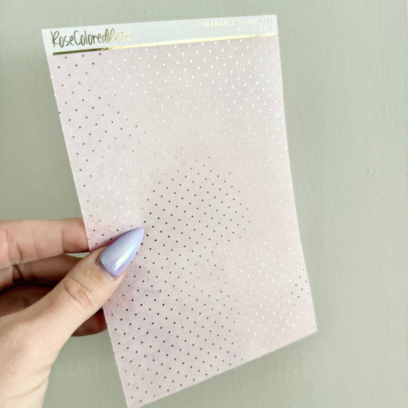 Washi Paper Stickers - Tearable Washi Page - Polka Dots - Lavender Haze Collection