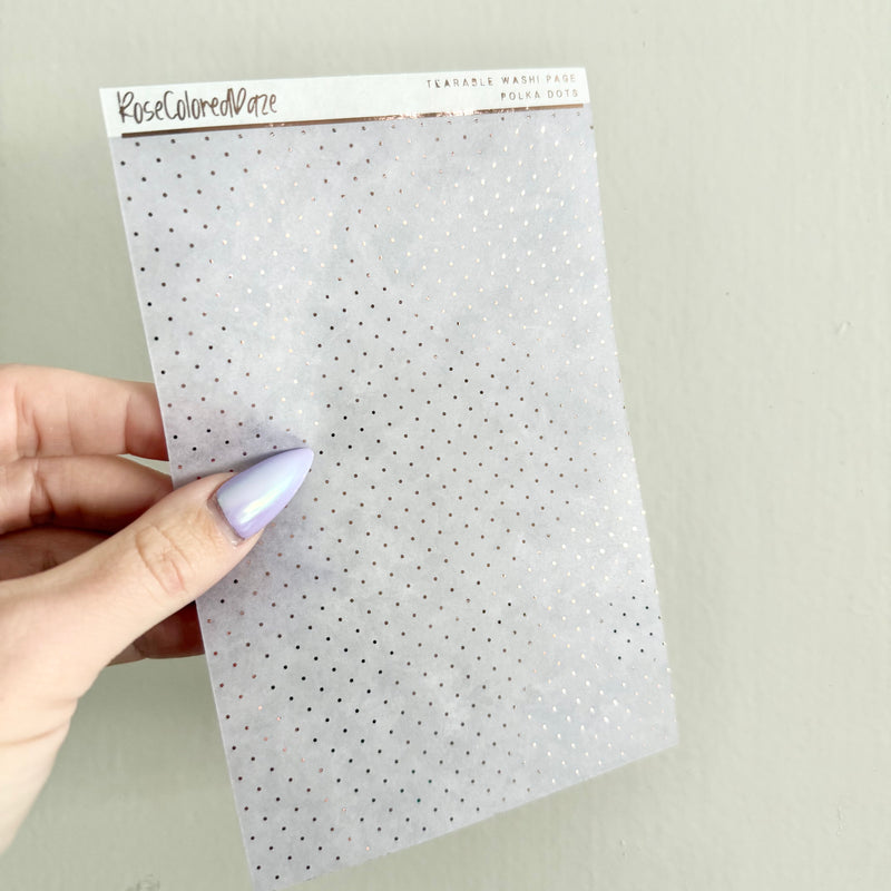 Washi Paper Stickers - Tearable Washi Page - Polka Dots - Winter Blues Collection