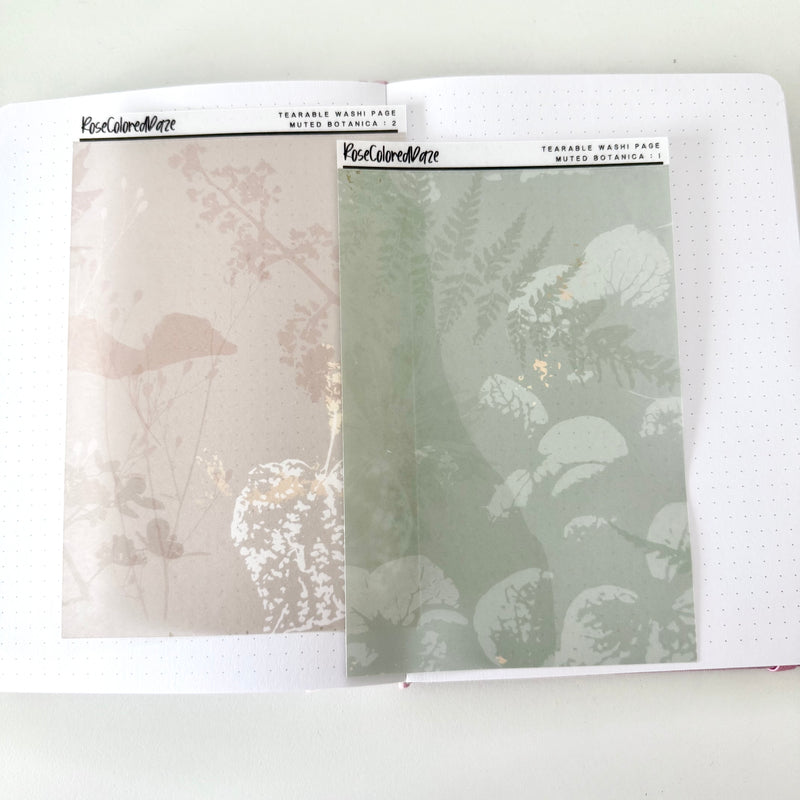 Washi Paper Tearable Stickers - Muted Botanica