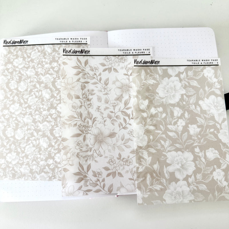 Washi Paper Tearable Stickers - Toile A Fleurs