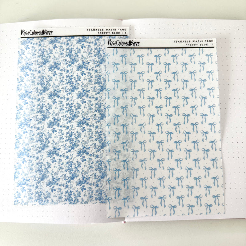 Washi Paper Tearable Stickers - Preppy Blue