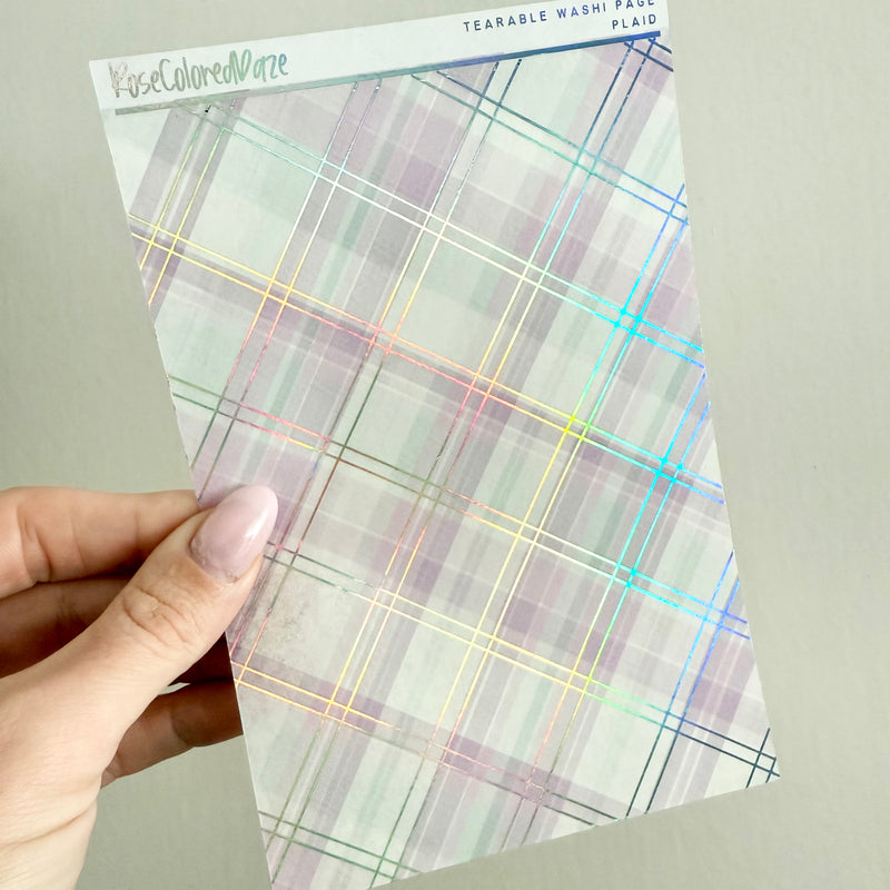 Washi Paper Stickers - Tearable Washi Page - Spring Plaids