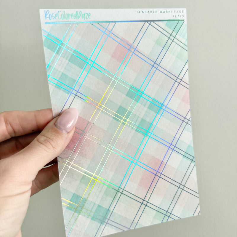 Washi Paper Stickers - Tearable Washi Page - Spring Plaids