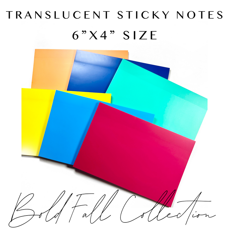 Translucent Sticky Notes - 6"x4" Unlined - Bold Fall Collection