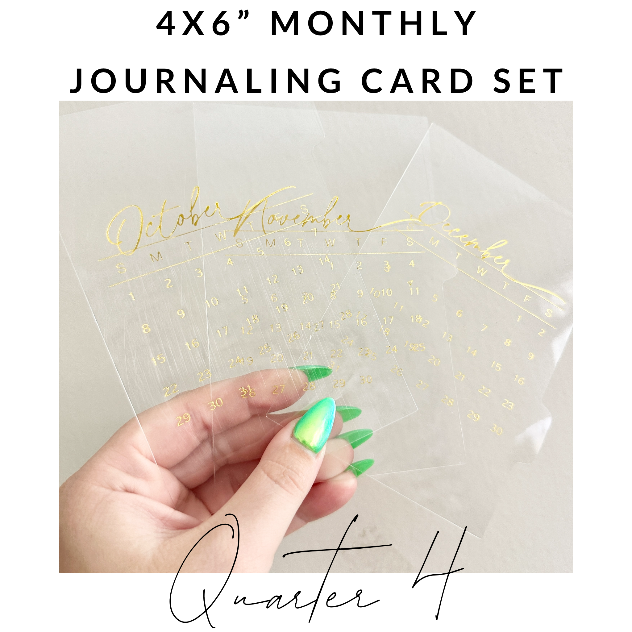 4x6 Tabbed Transparent Monthly Journaling Card Sets- 2023