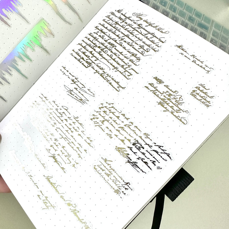 Foiled Full Page Deco Sheets - Vintage Scripts