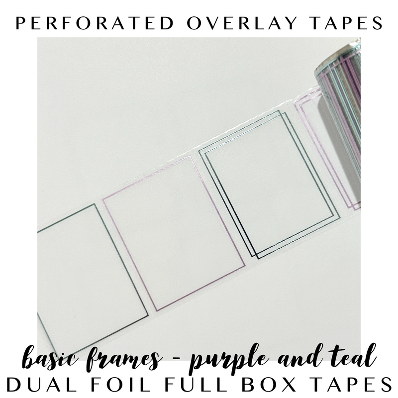Perforated Full Box Overlay Tape- Dual Foil Basic Frames - Purple & Teal