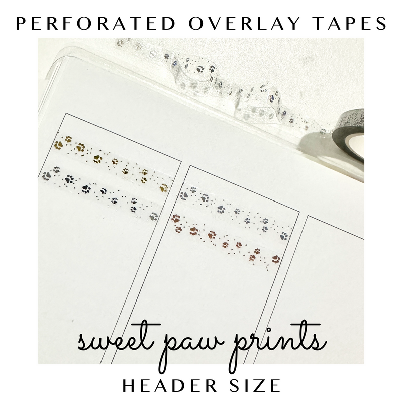 Perforated Header Overlay Tape- Sweet Paw Prints