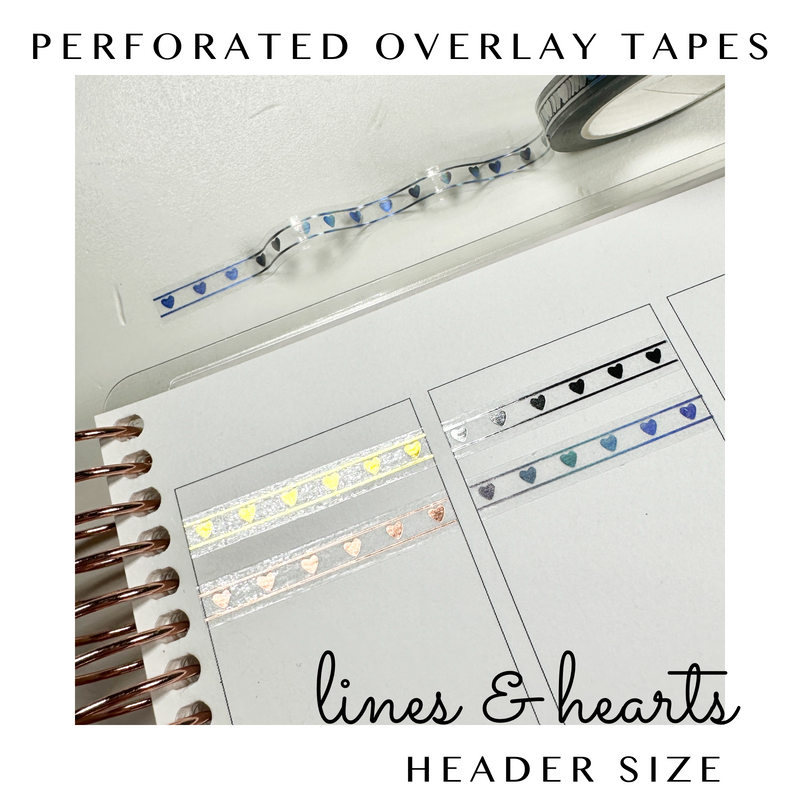 Perforated Header Overlay Tape- Lines & Hearts