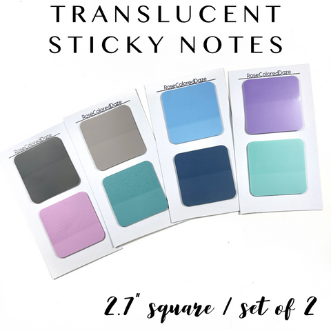 Translucent Sticky Notes - 1.7 Square / Set of 2 – Rose Colored Daze