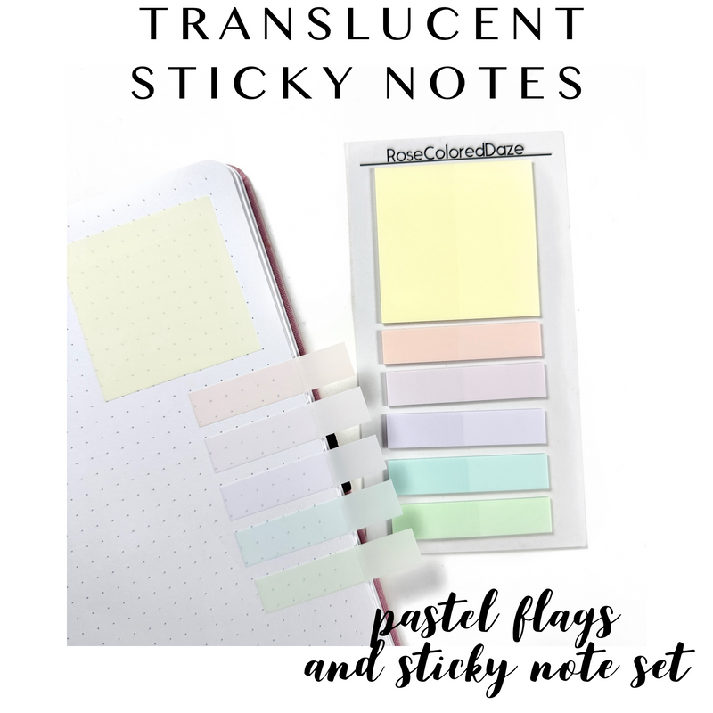 Translucent Sticky Notes - Pastel Flags and Sticky Note Set – Rose ...
