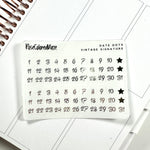 FOILED- Date Dot Stickers on Clear Paper - 2.0 Collection