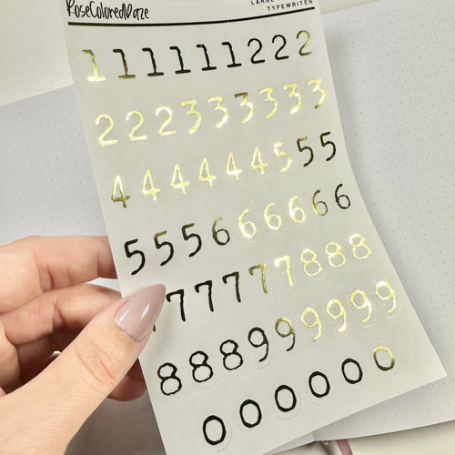 Foiled Large Number Stickers - Typewriter Font