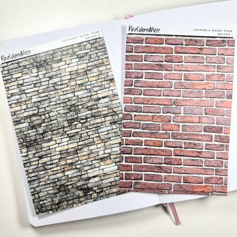 Washi Paper Tearable Stickers - Brick Collection