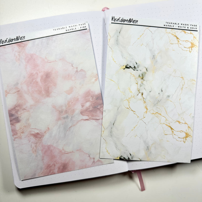 Washi Paper Tearable Stickers - Marble Collection