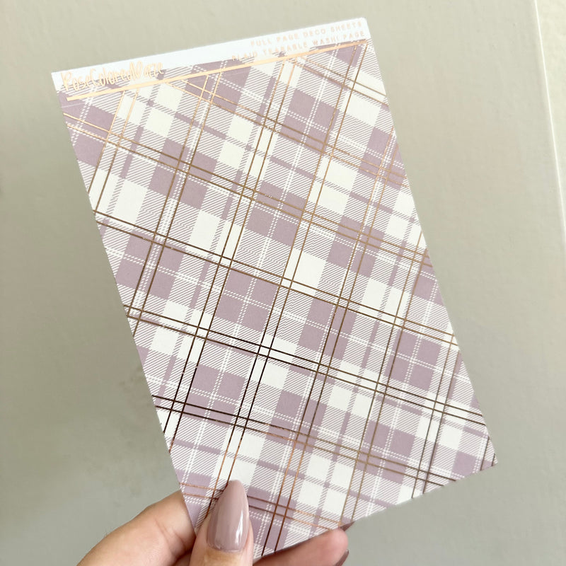 Washi Paper Stickers - Tearable Washi Page - Soft Autumn Plaid Collection