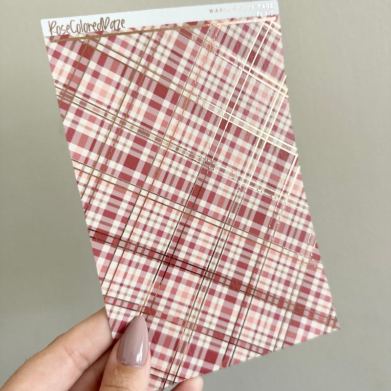 Washi Paper Stickers - Tearable Washi Page - Soft Autumn Plaid Collection