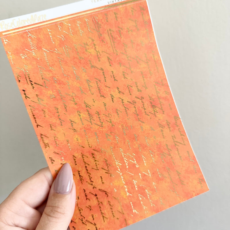 Washi Paper Stickers - Tearable Washi Page - Vintage Script - Fall Colors