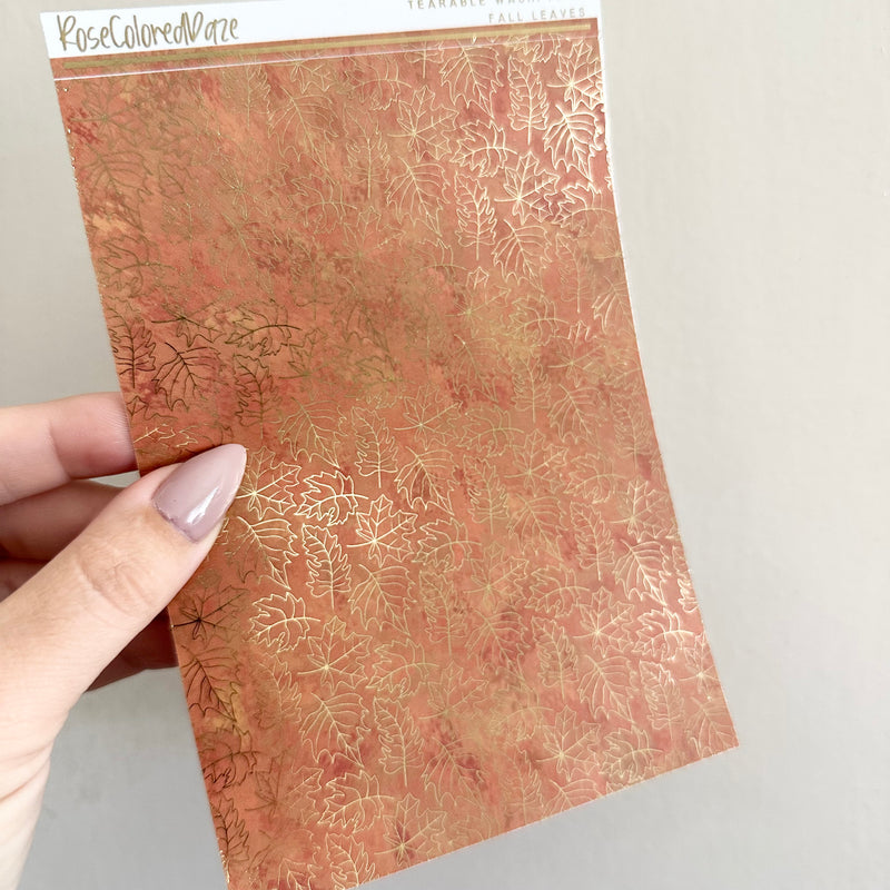 Washi Paper Stickers - Tearable Washi Page - Autumn Leaves - Fall Colors