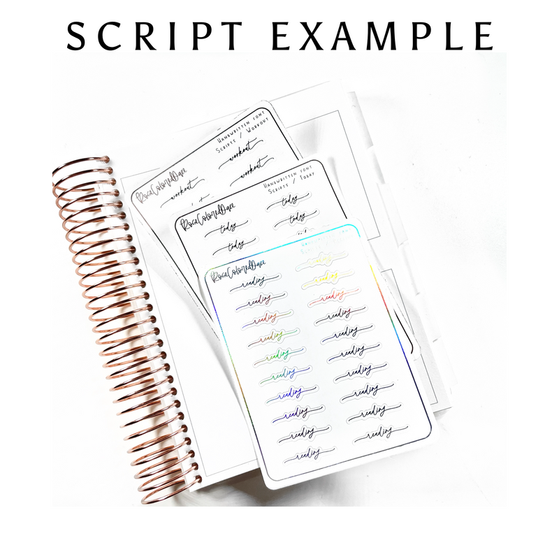 CUSTOM Script Sticker Sheets - Vintage Collection – Rose Colored Daze