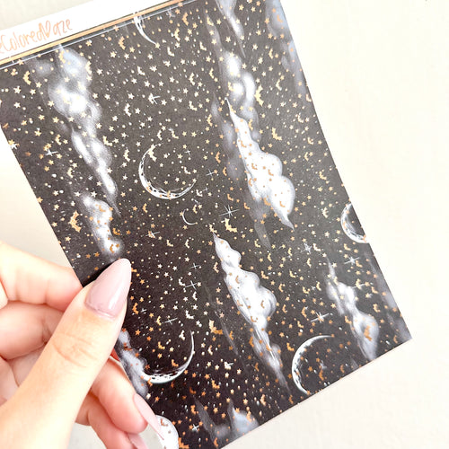 Washi Paper Stickers - Tearable Washi Page - Stars & Bats