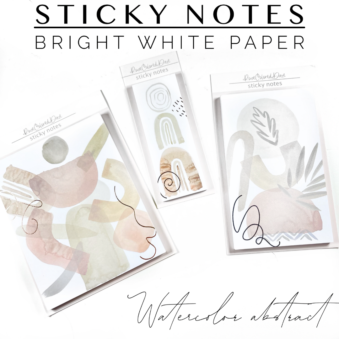 Sticky Note Watercolor Sticky Notes- Watercolor Abstract – Rose Colored Daze