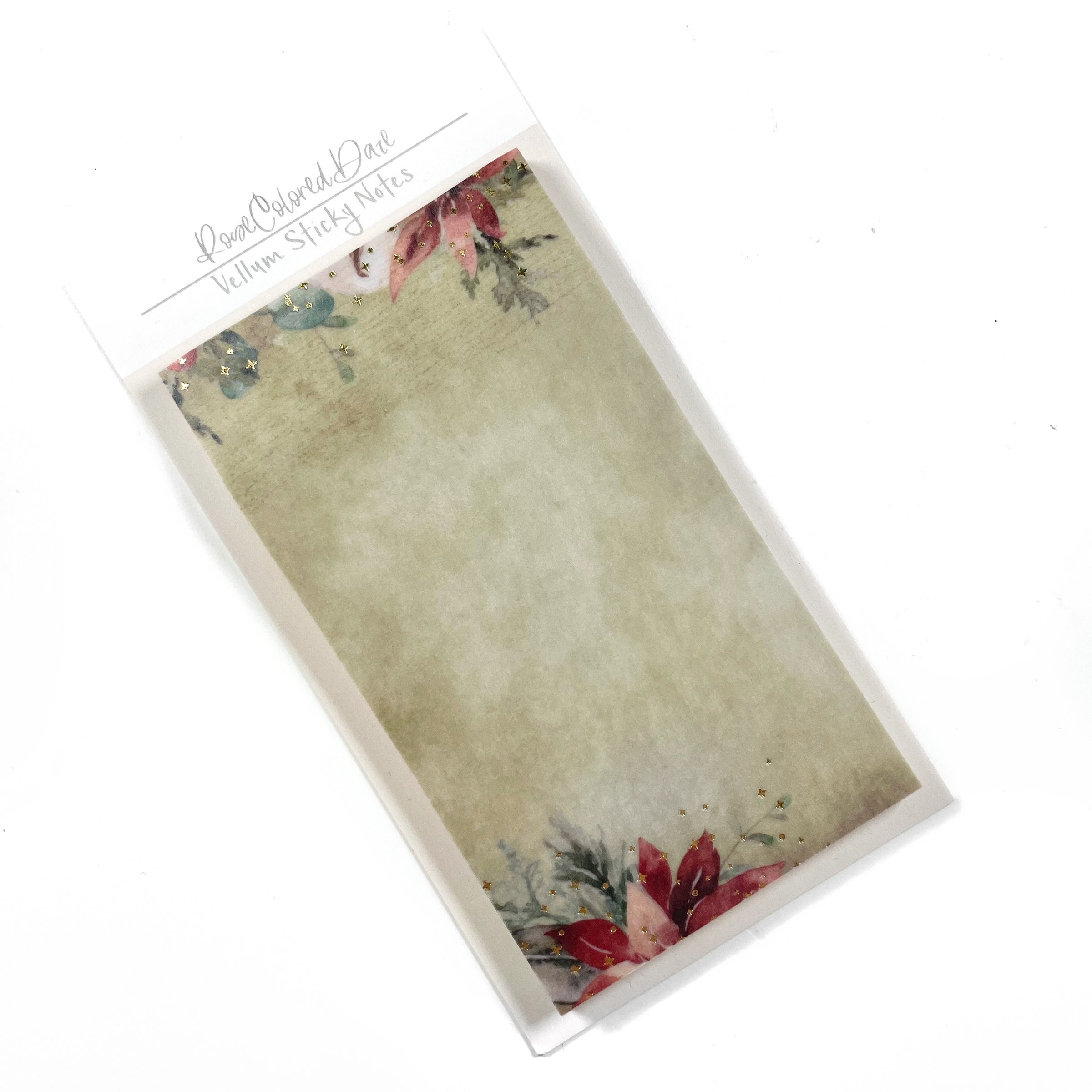 Vellum Sticky Notes- Vintage Pointsetta – Rose Colored Daze