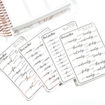 Foiled Sticker Sheet - Days of the Week - Handwritten Font