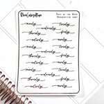 Foiled Sticker Sheet - Days of the Week - Handwritten Font