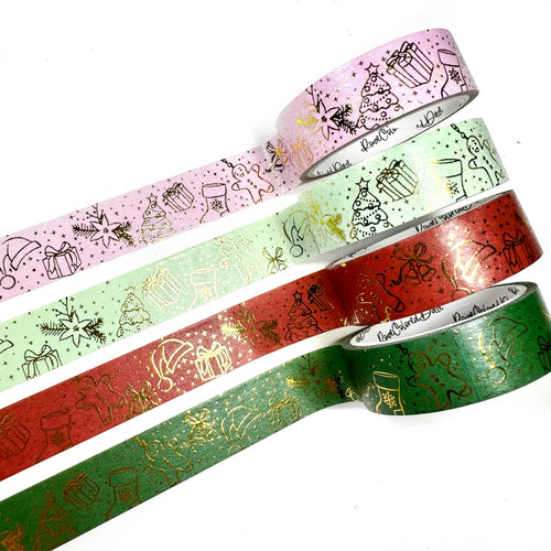 Raised Foil Washi Tape - 15mm - Merry Holiday