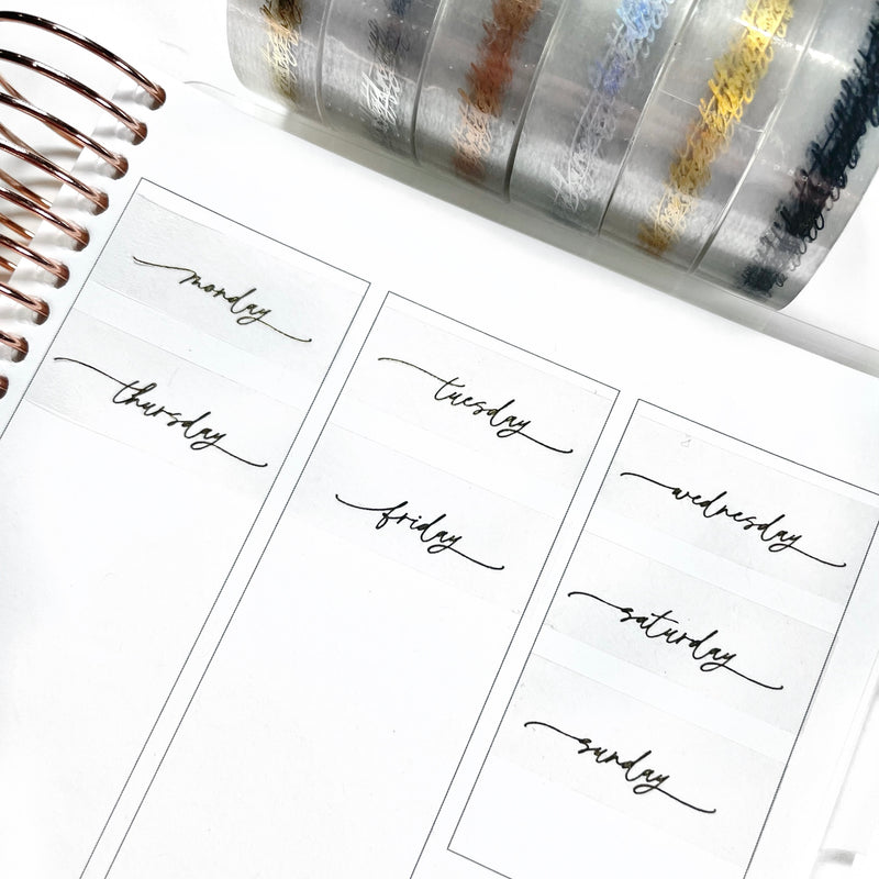 DIY Date Covers- Perforated Day Overlay Tape- HANDWRITTEN (Center Alignment)