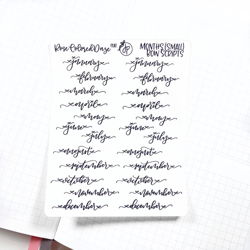 Bow Script Small Months- Feat. ThePlannerSophisticate