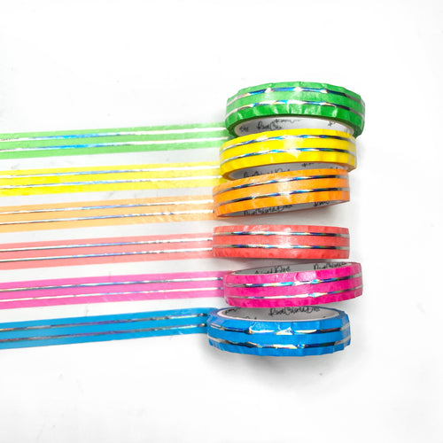 Raised Foil Washi Tape - NEON SIMPLE LINES 10mm *OOPS Discounted*