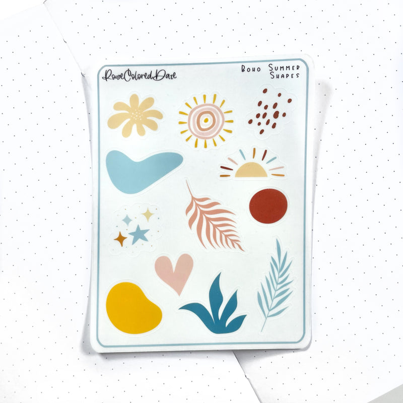 Boho Summer Shapes - Transparent Matte Stickers