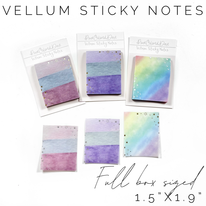 Vellum Sticky Notes- Full Box Sized- Falling Stars