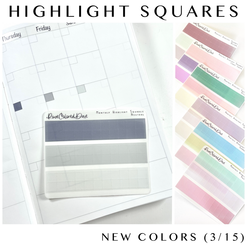 Highlight Squares - Transparent Matte (3/15 New Colors)