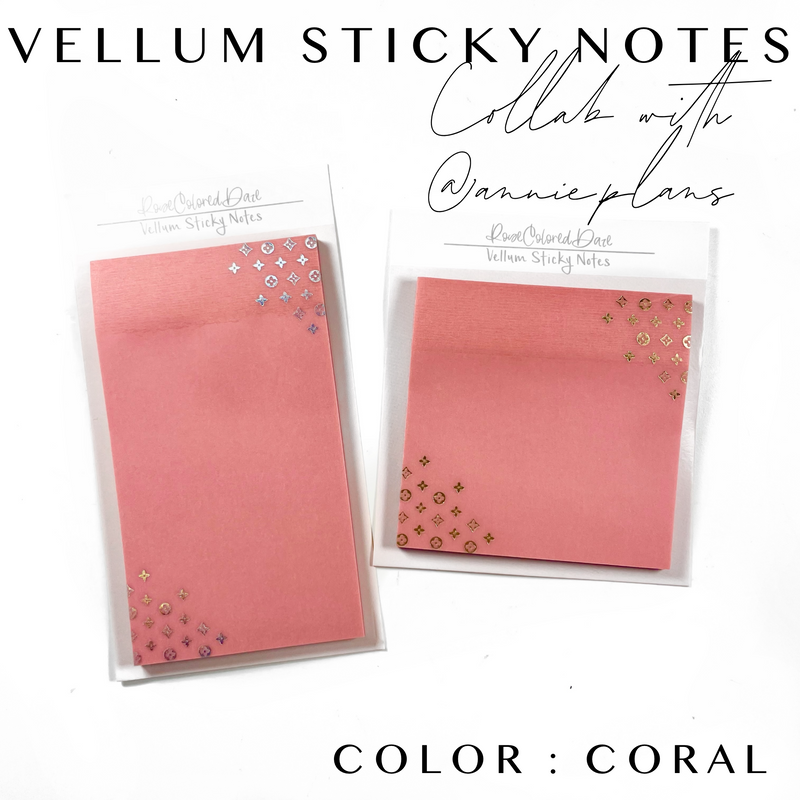 Collab with @annie.plans- Vellum Sticky Notes- LUXE CORAL