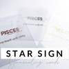 Star Sign Journaling Cards- Set of 3- 5"x7"