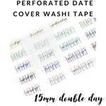 Perforated Date Cover Washi Tape - Spring Collection - 15mm Double Day
