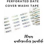Perforated Date Cover Washi Tape - Spring Collection - 10mm Watercolor Swatch