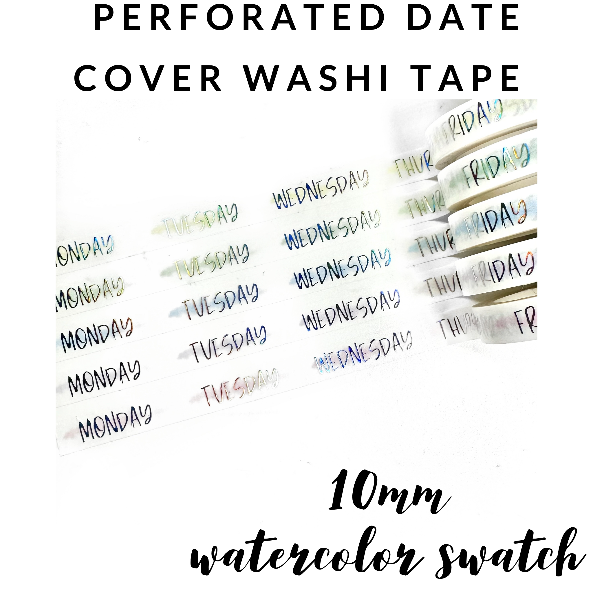 Perforated Date Cover Washi Tape - Spring Collection - 10mm Watercolor –  Rose Colored Daze