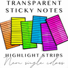 Transparent Sticky Notes - Short Highlight Strips - Single Neon Colors