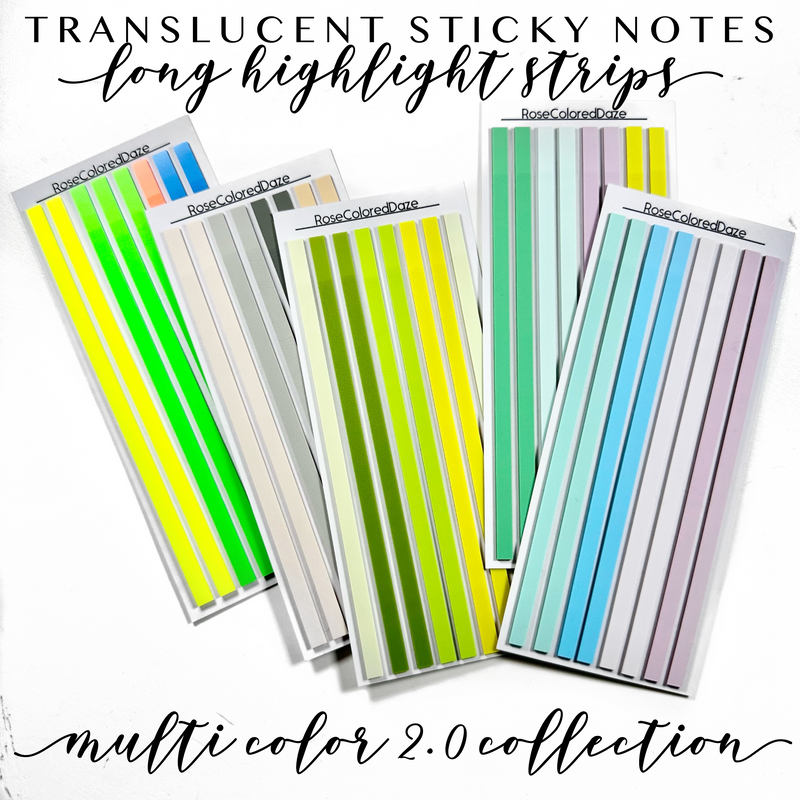 Highlighted Sticky Notes Translucent Sticky Notes - LONG Highlight Strips - MultiColors 2.0 ...
