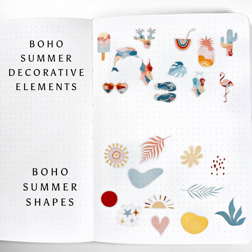 Boho Summer Shapes - Transparent Matte Stickers