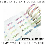 Perforated Date Cover Washi Tape - Summer Neons Collection - 10mm Watercolor Swatch